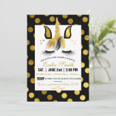 金ゴールドと黒ユニコーンベビーシャワー招待状 招待状 (スタンド正面)