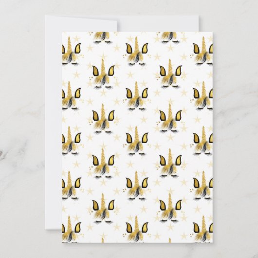 金ゴールドと黒一角獣誕生会の招待 招待状 (裏面)