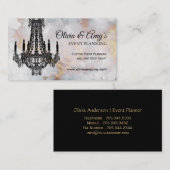 金ゴールドと黒大理石シャンデリア名刺 名刺 (正面/裏面)