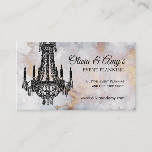 金ゴールドと黒大理石シャンデリア名刺 名刺 (正面)
