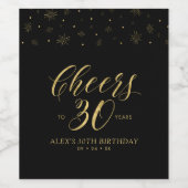 金ゴールドと黒応援30年、30歳の誕生日パーティー ワインラベル (シングルラベル)