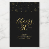 金ゴールドと黒応援30年、30歳の誕生日パーティー ワインラベル (シングルラベル)