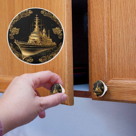 金ゴールドと黒戦艦 セラミックノブ