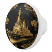 金ゴールドと黒戦艦 セラミックノブ (右)