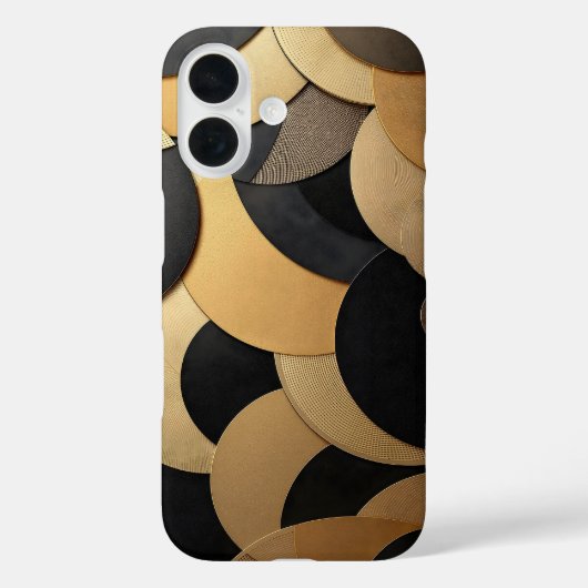 金ゴールドと黒抽象芸術の幾何学的パターン Case-Mate iPhoneケース (裏面)