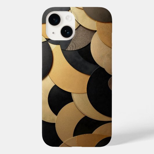 金ゴールドと黒抽象芸術の幾何学的パターン Case-Mate iPhoneケース (裏面)