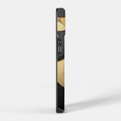 金ゴールドと黒抽象芸術の幾何学的パターン iPhoneケース (右側面)