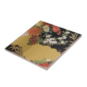 金ゴールドと黒東洋日本のの着物フローラ タイル (側面)