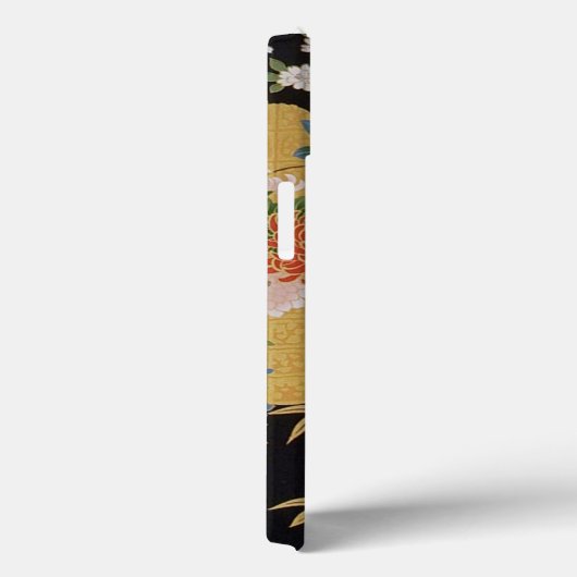 金ゴールドと黒東洋日本のの着物フローラ Case-Mate iPhoneケース (裏面 / 右)