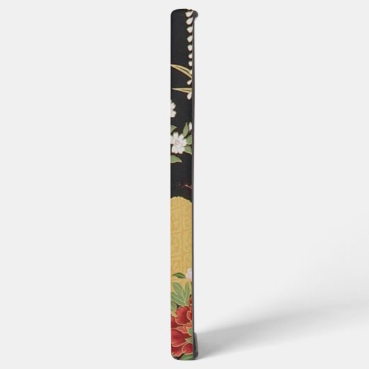 金ゴールドと黒東洋日本のの着物フローラ SAMSUNG GALAXYケース (左側面)