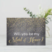 金ゴールドと黒板が私のメイド・オブ・オーナー(花嫁付き添い人) 招待状 (スタンド正面)