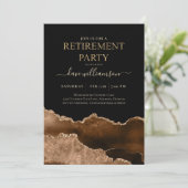 金ゴールドと黒瑪瑙の宝石の退職パーティーInv 招待状 (スタンド正面)