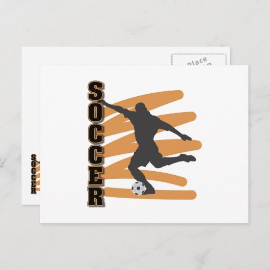 金ゴールドと黒番のサッカー選手Tシャツ ポストカード (正面/裏面)