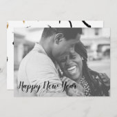 金ゴールドと黒絵を描いHappy New Yearフォトカード シーズンカード (正面/裏面)