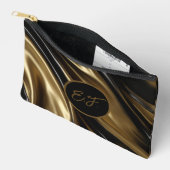 金ゴールドと黒絹 アクセサリーポーチ (見開き)