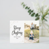 金ゴールドと黒雪文字の写真 シーズンポストカード (スタンド正面)