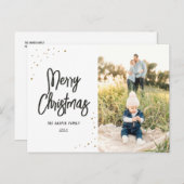 金ゴールドと黒雪文字の写真 シーズンポストカード (正面/裏面)