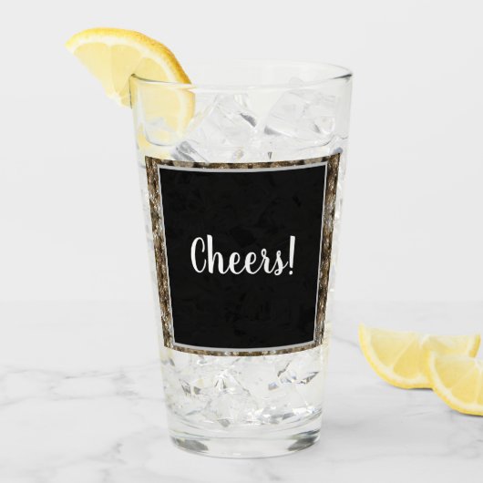 金ゴールドと黒 タンブラーグラス (アイス正面)