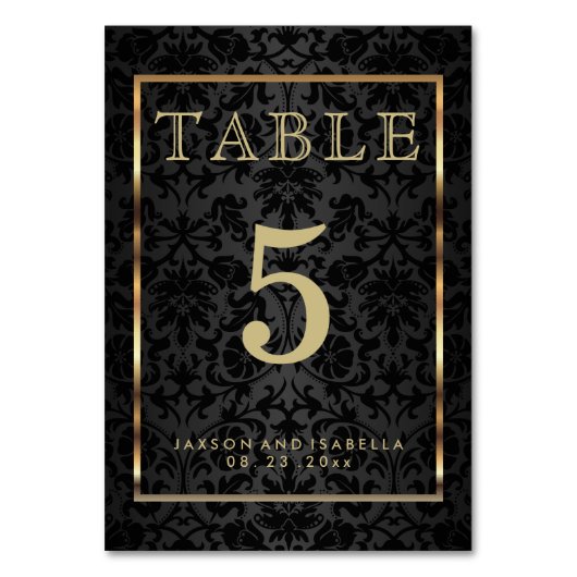 金ゴールドと黒 – テーブルカード (正面)