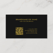 金ゴールドと黒 |ミニマルプロフェッショナルQRコード 名刺 (裏面)