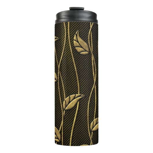 金ゴールドと黒: 3D葉テクスチャを使用。 タンブラー (正面)