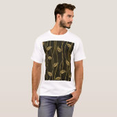 金ゴールドと黒： 3D葉テクスチャを使用。 Tシャツ (正面フル)