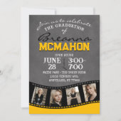 金ゴールドと黒Chalkboardフォトフィルムストリップ卒業 招待状 (正面)