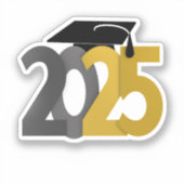 金ゴールドと2025年卒業のグレークラス シール (正面)