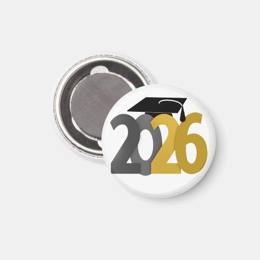 金ゴールドと2026年卒業のグレークラス マグネット (正面/裏面)