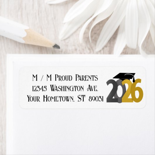 金ゴールドと2026年卒業のグレークラス ラベル (インサイチュ)