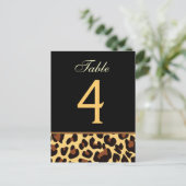 金ゴールドとBlack Leopard結婚のテーブル番号カード ポストカード (スタンド正面)