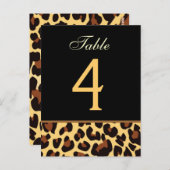 金ゴールドとBlack Leopard結婚のテーブル番号カード ポストカード (正面/裏面)