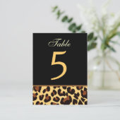 金ゴールドとBlack Leopard結婚のテーブル番号カード ポストカード (スタンド正面)