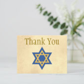 金ゴールドとBlue Star of David Thank You ポストカード (スタンド正面)