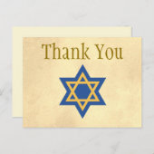 金ゴールドとBlue Star of David Thank You ポストカード (正面/裏面)