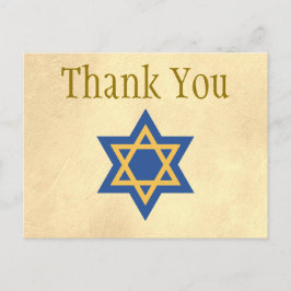 金ゴールドとBlue Star of David Thank You ポストカード