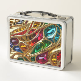 金ゴールドとGems美しい#621 - Metal Lunchbox メタルランチボックス