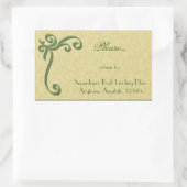 金ゴールドとGreen Libraryの「Please return」蔵書票 長方形シール (バッグ)