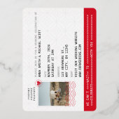 金ゴールドとRed Passportユニークの結婚写真 箔招待状 (裏面)