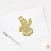 金ゴールドなびく可愛い雪だるまシール ラウンドシール (封筒)