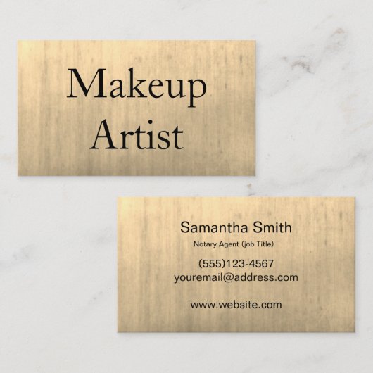 金ゴールドによってブラシをかけられる金属の美容師のメーキャップアーティスト 名刺 (正面/裏面)