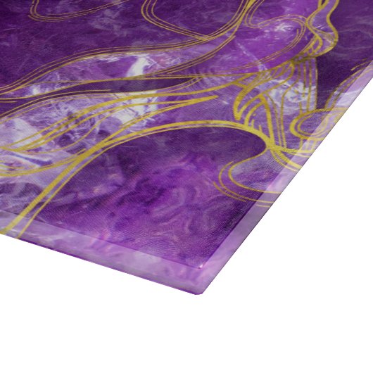 金ゴールドによって大理石模様をつけられる質のアメジスト カッティングボード (角)