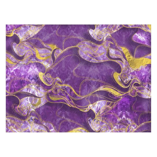 金ゴールドによって大理石模様をつけられる質のアメジスト テーブルクロス (正面(横))