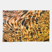 金ゴールドにサンゴの明るい色合いで曲がっている キッチンタオル (横)