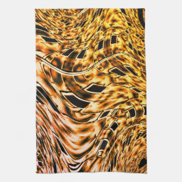 金ゴールドにサンゴの明るい色合いで曲がっている キッチンタオル