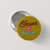 金ゴールドにピンクのハート 缶バッジ (正面&裏面)