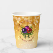 金ゴールドに一致する名前のクリスマスを追加 紙コップ (裏面)