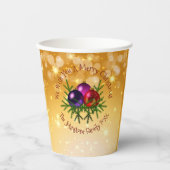 金ゴールドに一致する名前のクリスマスを追加 紙コップ (正面)