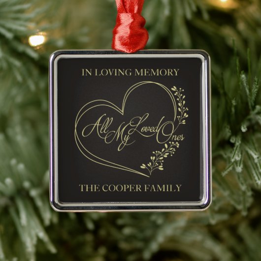 金ゴールドに愛する人々を思い起こさせる引用文 メタルオーナメント (ツリー)