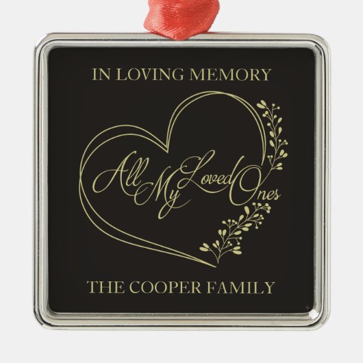 金ゴールドに愛する人々を思い起こさせる引用文 メタルオーナメント (正面)